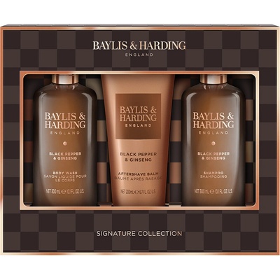 Baylis & Harding Black Pepper & Ginseng sprchový gel 300 ml + šampon 300 ml + balzám po holení 200 ml