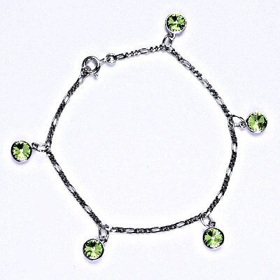 Čištín stříbrný se Swarovski krystaly peridot kolečka R 1336