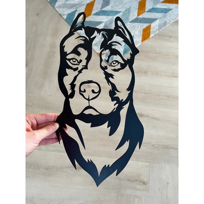 Vsepropejska Pitbull 2 dřevěná dekorace na zeď Rozměr (cm): 38 x 19, Typ: Pitbull, Dekor: Černá