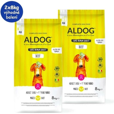 Aldog Adult Monoprotein Mini Beef & Rice 2 x 8 kg