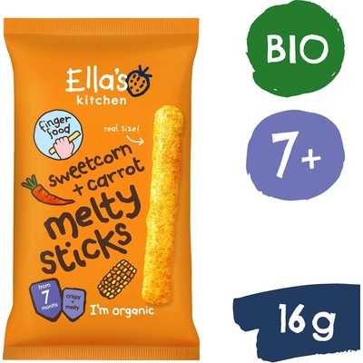 Ella's Kitchen BIO křupavé tyčky s kukuřicí a mrkví 16 g