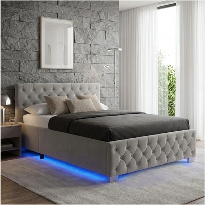 Tectake s LED lištami a úložným prostorem tmavě šedá 405975