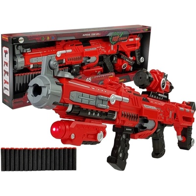 Mamido detská pištoľ na penové náboje s laserom červená