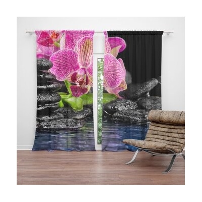 Sablio Závěsy Orchidej na kamenech: 2 ks - 140x250 cm - Sablio