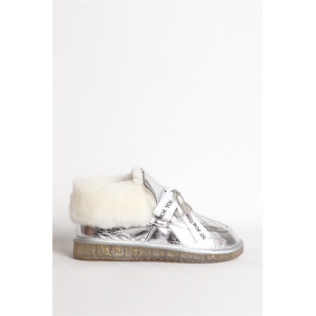 Jacket Club Дамски къси боти с каракул 323/6 - Сребристи #366260 (366260_Сребрист)