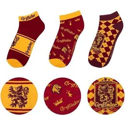 Cinereplicas Комплект от 3 чифта чорапи до глезена - Хари Потър Грифиндор