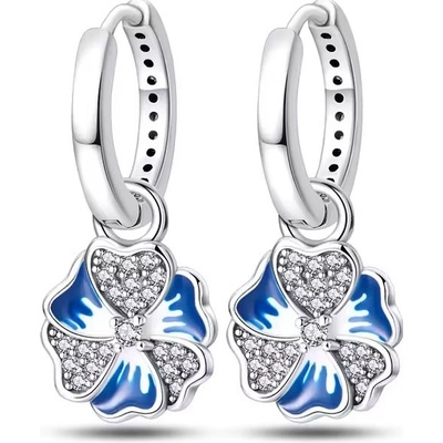 Grace Silver Jewellery stříbrné náušnice s motivem jemného květu E-1493/283 Modrá