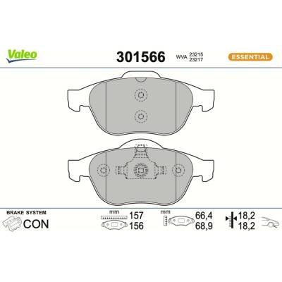 VALEO Sada brzdových platničiek kotúčovej brzdy 301566