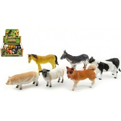 Teddies Zvířátka domací farma plast 11 cm asst 18 ks v boxu