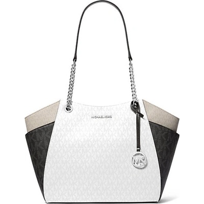 Michael Kors kabelka jet set large chain logo multi bílá