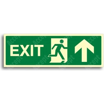 ACCEPT únikové a protipožární fotoluminiscenční značení ÚNIKOVÝ VÝCHOD EXIT NAHORU - samolepka 30x10cm