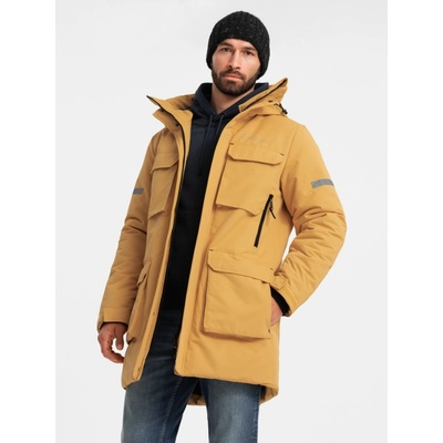 Ombre Clothing pánska zimná bunda Samir žltá
