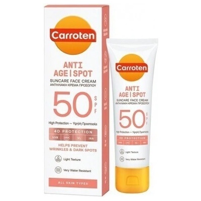 Carroten Слънцезащитен анти-ейджкрем срещу пигментни петна, Carroten Face Cream Atnispot SPF50 50ml