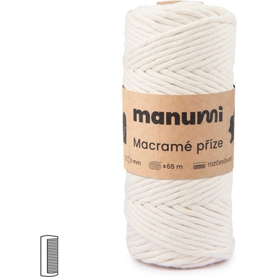 Manumi Macramé příze stáčená 3mm natural - 1 ks