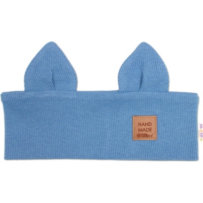 Baby Nellys čelenka Cat s úškami pre deti Hand Made - jeans