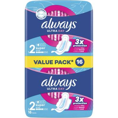 Always Дамски превръзки с крилца Always Ultra - Super Plus Duo, 16 броя