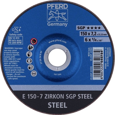 Pferd E 150-7 Brúsny kotúč lomený 150 x 22.23 mm 62215326 10 ks