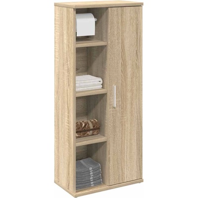 vidaXL Шкаф за баня с държач за ролки, дъб сонома, 39x22x90 см (858526)
