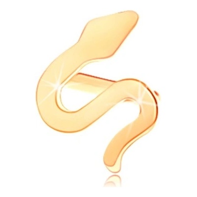 Šperky eshop zlatý piercing do nosu zahnutý zvlněný had lesklý plochý povrch S1GG151.04
