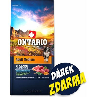 Ontario Adult Medium Lamb & Brown Rice 12 kg
