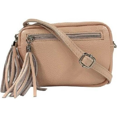 Vera Pelle dámská kožená malá crossbody kabelka lososová