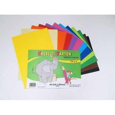 Karton kreslící barevný A4/60/180g - mix 12 barev