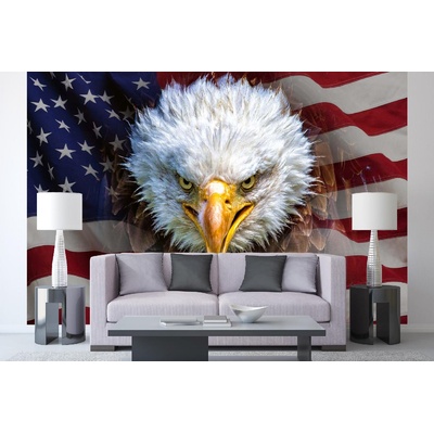 DIMEX ART Самозалепваща се флизелинова фототапета американски орел на знамето 375 x 250 см