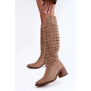 Step in style Дамски боти с ток модел 232091 Step in style цвят кафяв