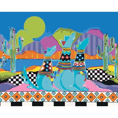 ZUTY Malování podle čísel VYJÍCÍ PSI NA POUŠTI JONNA JAMES Rozměr 80 x 100 cm Rámování bez rámu a bez vypnutí plátna