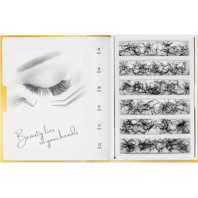 Luxury Lashes 3D M/L Riasy Premium sypané v hotovom vejáriku 1 000 ks Zakrivenie umelých rias: M, Dĺžka umelých rias: Mix dĺžok 7-12 mm, Hrúbka rias: 010