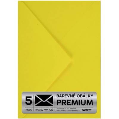 Obálka PREMIUM 5 KS (C6) 114x162 mm Citronová