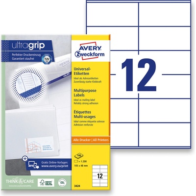 Avery Zweckform 3424 univerzální etikety 105,0 x 48,0 mm 1200 etiket bílé