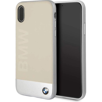 BMW Signature Hybrid Case - хибриден кейс (естествена кожа) за iPhone XS, iPhone X (бежов)