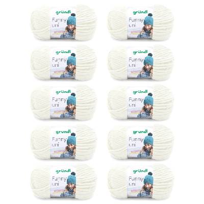 Wolle Funny uni - soft chenille wool for crocheting - cuddly and skin-friendly - 100% polyester - 10 balls 100 g / 120 m - needle size 5-6, cream - 3442-05