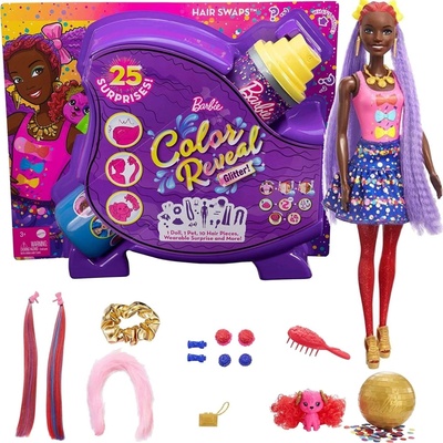 Barbie Color Reveal vlasy herný set fialové vlasy