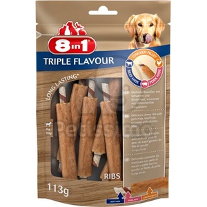 8in1 Triple Flavour Ribs - Лакомство за кучета, тройно ароматни ребра 113 г