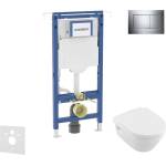 Geberit Duofix - Комплект от предстена инсталация, тоалетна чиния и седалка Villeroy Boch, бутони Sigma20, DirectFlush, SoftClose, CeramicPlus, лъскав хром/мат хром SANI11CK1107 (SANI11CK1107)