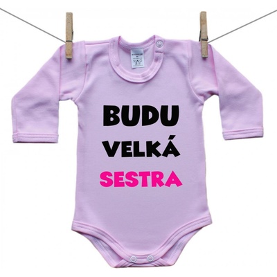 Boodyy Růžové body s dlouhým rukávem Budu velká sestra