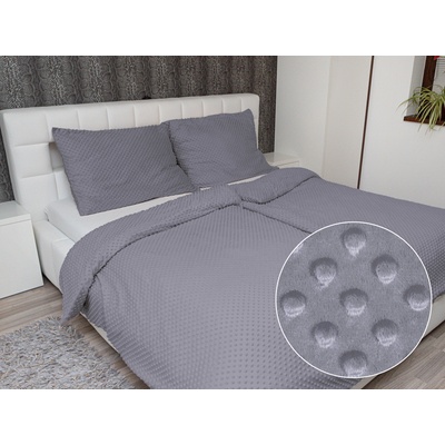 Biante Hrejivé obliečky Minky 3D bodky MKP-004 Tmavo sivé 140x220 70x90
