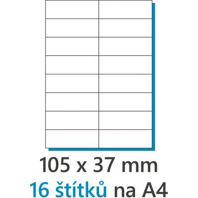 EkoToner etikety Samolepiace 105x37/100 listov A4 biela