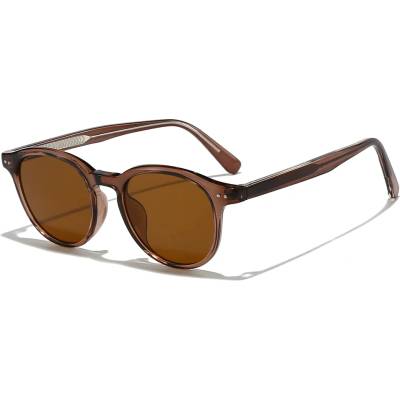 Techsuit Слънчеви очила Techsuit Sunglasses (99046) - унисекс, кръгла TR90 рамка - Кафяв