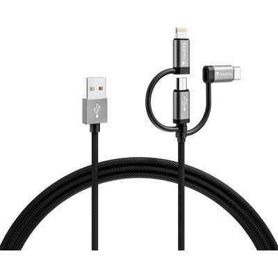 Varta 57937101111 USB-A zástrčka USB Micro-B zástrčka USB-C ® zástrčka Apple Lightning konektor 2m vícebarevný