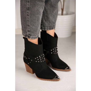 Moda Trend Дамски боти от велур - Черни 298981 (298981_Черно)
