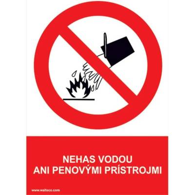Walteco Nehas vodou ani pěnovými přístroji 210x297mm, formát A4, plastová tabulka , 20015