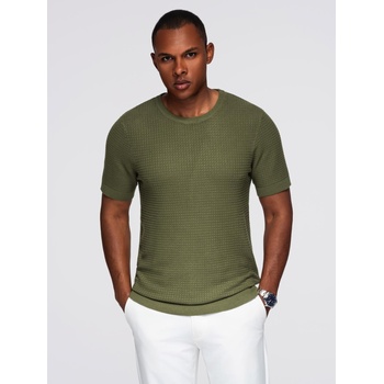 Ombre Clothing Мъжка структурирана плетена тениска - маслинена Ombre Clothing | Zelen | МЪЖЕ | L