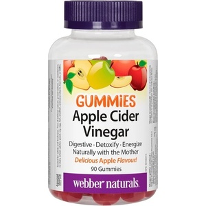 Webber Naturals Apple Cider Vinegar Gummies - Ябълков оцет гъмис - Антиоксидантна защита и бърз метаболизъм, 90 желирани таблетки Webber Naturals (3086 WN)