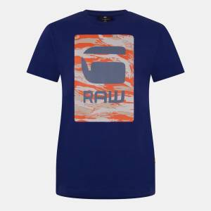 G Star Тениска G Star Camo Box Graphic T-Shirt - Ballpen Blue