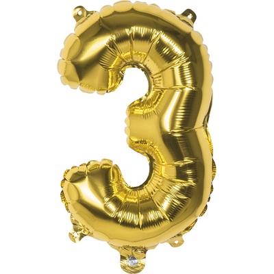 balónek číslo 3 zlatý 40 cm