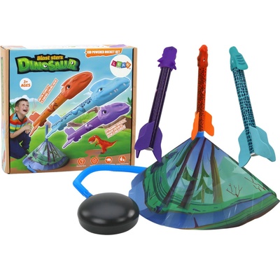 LEAN Toys Raketomet Hra Dinosaurs Forest Farebné Push Up