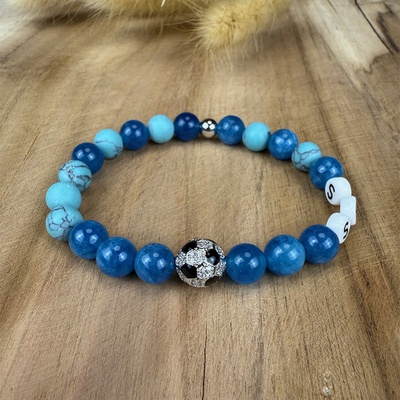 BudNej minerálny náramok ŠK SLOVAN BRATISLAVA z tyrkysu a jadeitu MN1149